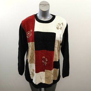 Carrol Reed Color Block Pullover Sweater Women's Size 2XL Black Long Sleeve